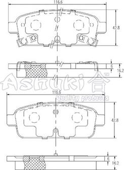 Ashuki J009-60 - Kit pastiglie freno, Freno a disco autozon.pro