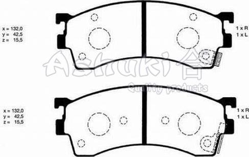 Ashuki M050-10 - Kit pastiglie freno, Freno a disco autozon.pro