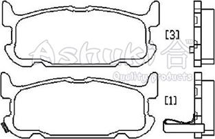 Ashuki M075-10 - Kit pastiglie freno, Freno a disco autozon.pro