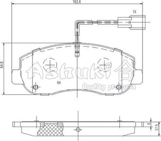 Ashuki N009-43 - Kit pastiglie freno, Freno a disco autozon.pro