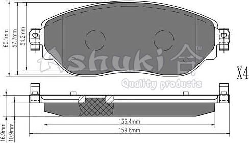 Ashuki N009-81 - Kit pastiglie freno, Freno a disco autozon.pro