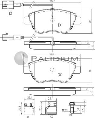 Ashuki P1-1482 - Kit pastiglie freno, Freno a disco autozon.pro