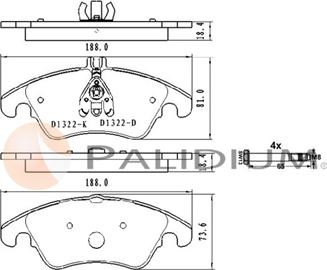 Ashuki P1-1584 - Kit pastiglie freno, Freno a disco autozon.pro