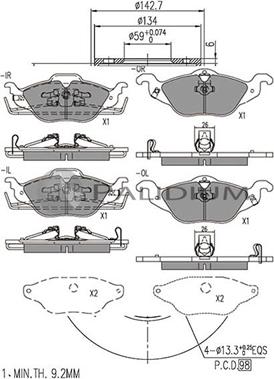 Ashuki P1-1011 - Kit pastiglie freno, Freno a disco autozon.pro