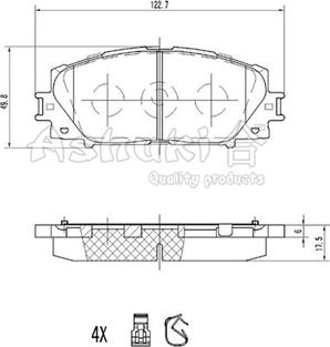 Ashuki T114-55 - Kit pastiglie freno, Freno a disco autozon.pro