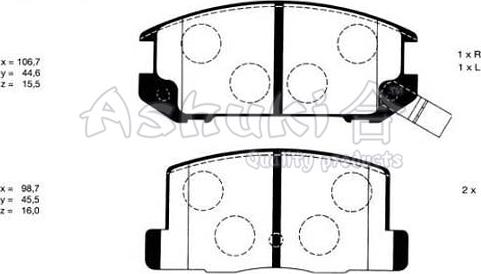 Ashuki T114-15 - Kit pastiglie freno, Freno a disco autozon.pro