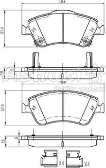 Ashuki T112-95 - Kit pastiglie freno, Freno a disco autozon.pro