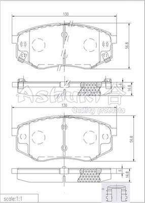 Ashuki Y029-50 - Kit pastiglie freno, Freno a disco autozon.pro