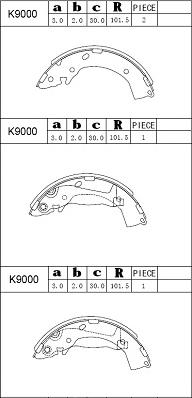 Asimco K9000 - Kit ganasce freno autozon.pro