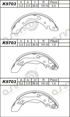 Asimco K9703 - Kit ganasce freno autozon.pro