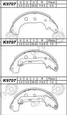 Asimco K9707 - Kit ganasce freno autozon.pro