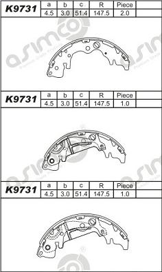 Asimco K9731 - Kit ganasce freno autozon.pro