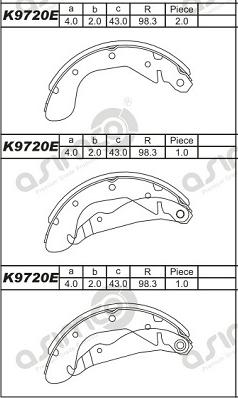 Asimco K9720E - Kit ganasce freno autozon.pro