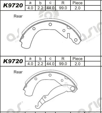 Asimco K9720 - Kit ganasce freno autozon.pro