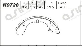 Asimco K9728 - Kit ganasce freno autozon.pro