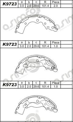 Asimco K9723 - Kit ganasce freno autozon.pro