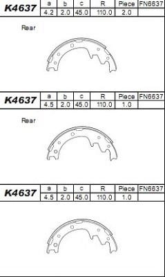 Asimco K4637 - Kit ganasce freno autozon.pro