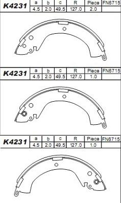 Asimco K4231 - Kit ganasce freno autozon.pro