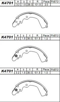 Asimco K4701 - Kit ganasce freno autozon.pro