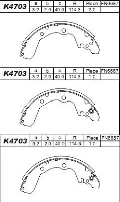 Asimco K4703 - Kit ganasce freno autozon.pro