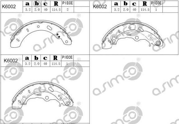 Asimco K6002 - Kit ganasce freno autozon.pro