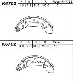 Asimco K6702 - Kit ganasce freno autozon.pro