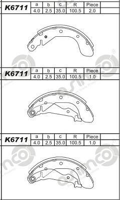 Asimco K6711 - Kit ganasce freno autozon.pro