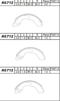 Asimco K6712 - Kit ganasce freno autozon.pro