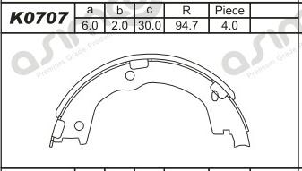 Asimco K0707 - Kit ganasce, Freno stazionamento autozon.pro