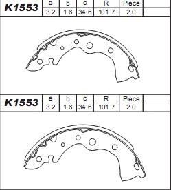 Asimco K1553 - Kit ganasce freno autozon.pro