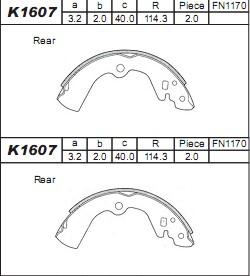 Asimco K1607 - Kit ganasce freno autozon.pro