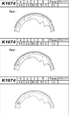 Asimco K1674 - Kit ganasce freno autozon.pro