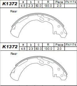 Asimco K1372 - Kit ganasce freno autozon.pro