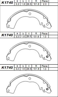 Asimco K1740 - Kit ganasce freno autozon.pro