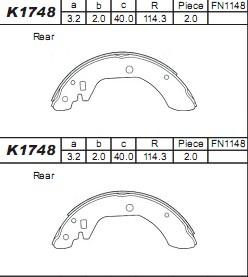 Asimco K1748 - Kit ganasce freno autozon.pro