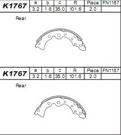 Asimco K1767 - Kit ganasce freno autozon.pro