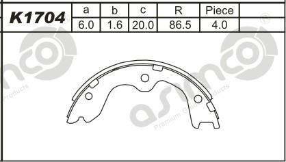 Asimco K1704 - Kit ganasce freno autozon.pro