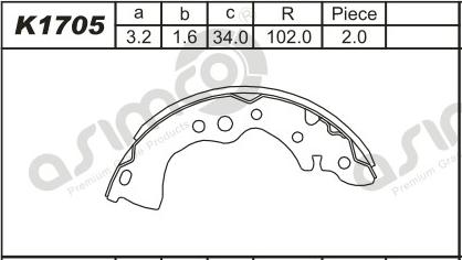 Asimco K1705 - Kit ganasce freno autozon.pro