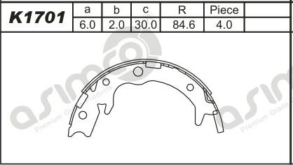 Asimco K1701 - Kit ganasce freno autozon.pro