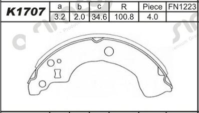 Asimco K1707 - Kit ganasce freno autozon.pro