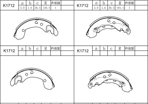 Asimco K1712 - Kit ganasce freno autozon.pro