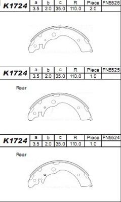 Asimco K1724 - Kit ganasce freno autozon.pro