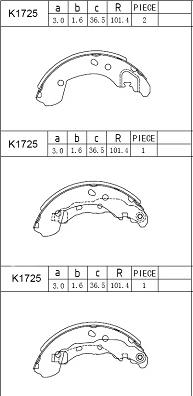 Asimco K1725 - Kit ganasce freno autozon.pro