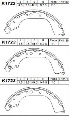 Asimco K1723 - Kit ganasce freno autozon.pro