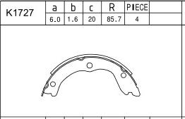 Asimco K1727 - Kit ganasce, Freno stazionamento autozon.pro