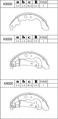 Asimco K8000 - Kit ganasce freno autozon.pro