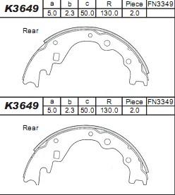 Asimco K3649 - Kit ganasce freno autozon.pro