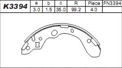 Asimco K3394 - Kit ganasce freno autozon.pro