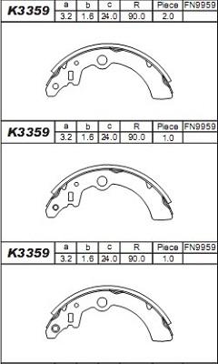 Asimco K3359 - Kit ganasce freno autozon.pro