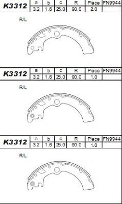 Asimco K3312 - Kit ganasce freno autozon.pro